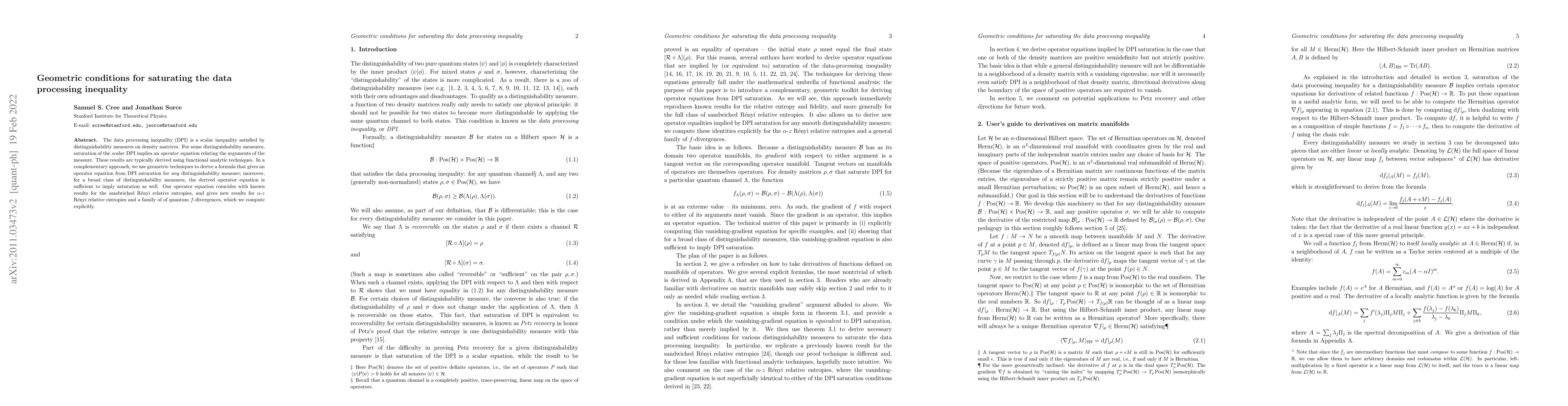 Thumbnail for Geometric conditions for saturating the data processing inequality