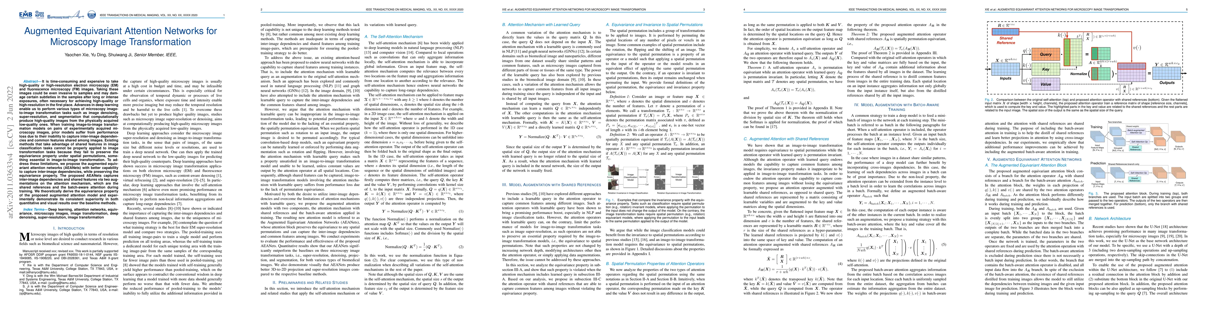 Thumbnail for Augmented Equivariant Attention Networks for Microscopy Image
  Reconstruction