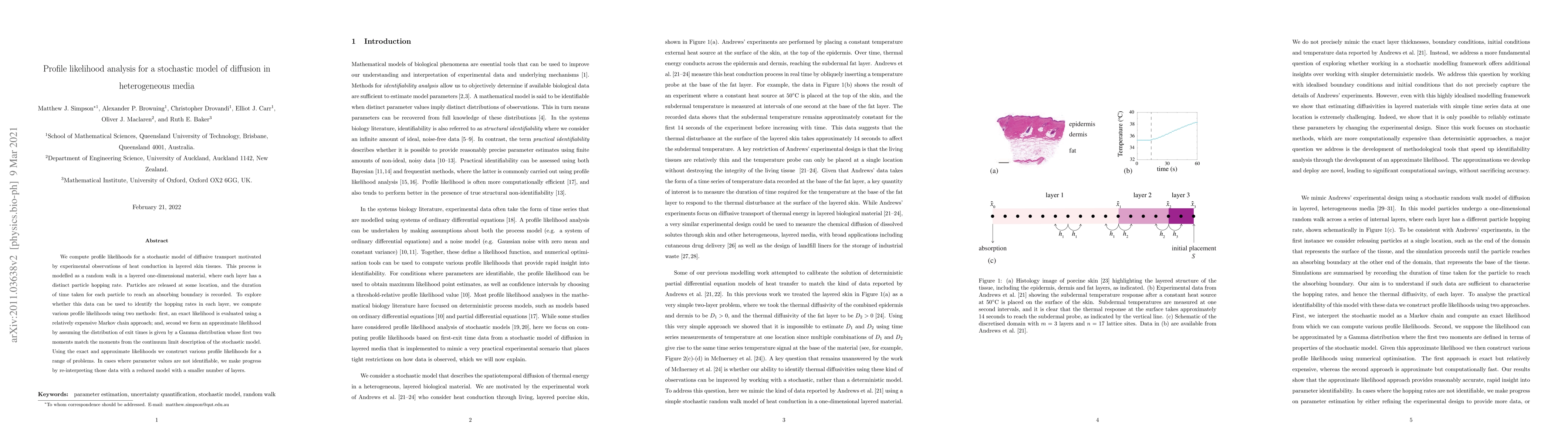 Thumbnail for Profile likelihood analysis for a stochastic model of diffusion in
  heterogeneous media