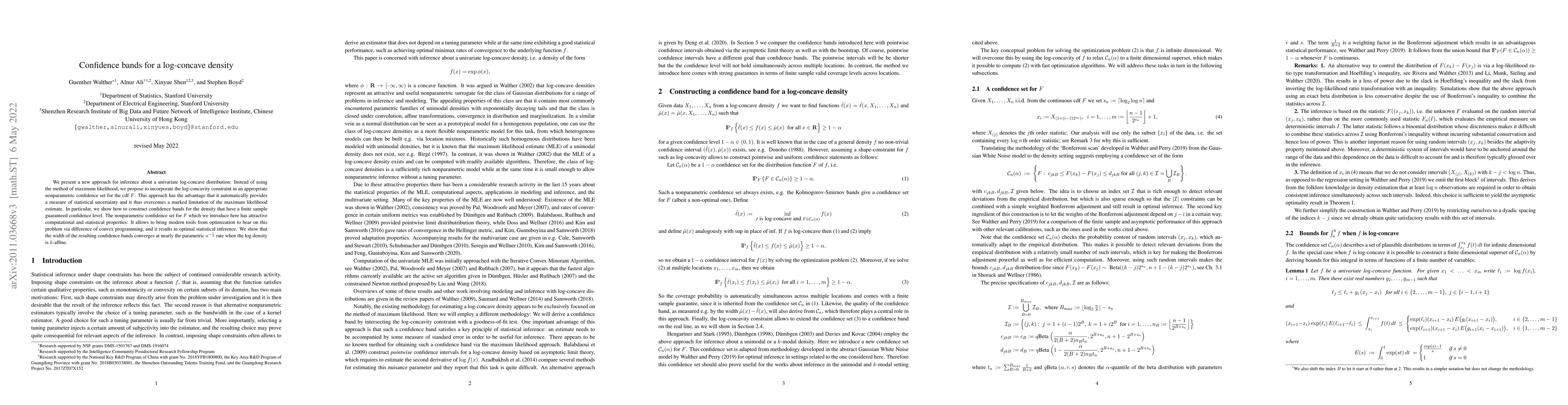 Thumbnail for Confidence bands for a log-concave density