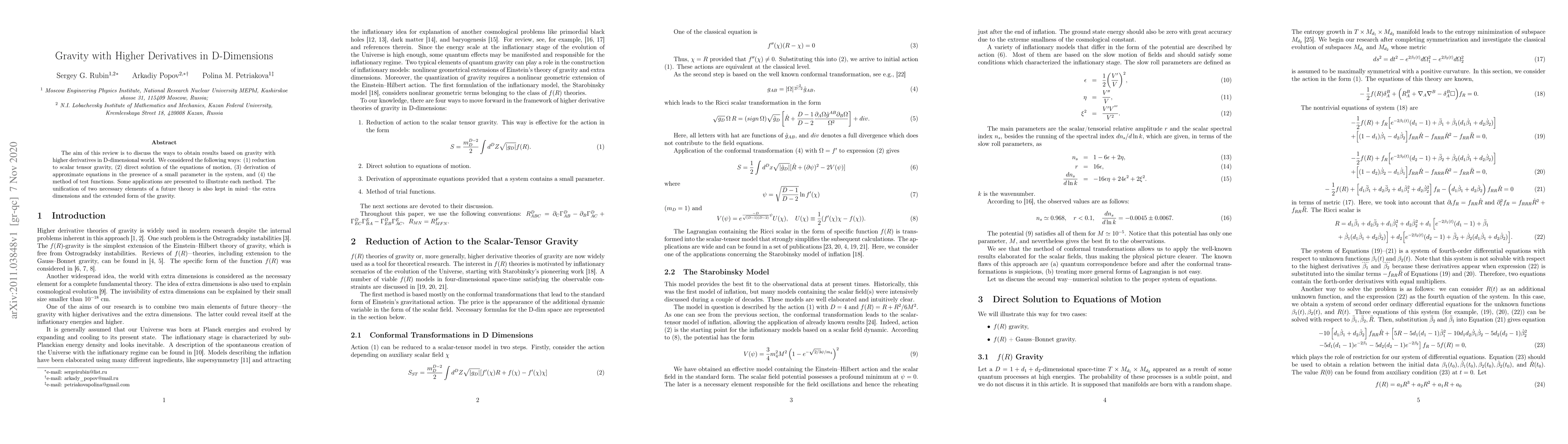 Thumbnail for Gravity with Higher Derivatives in D-Dimensions
