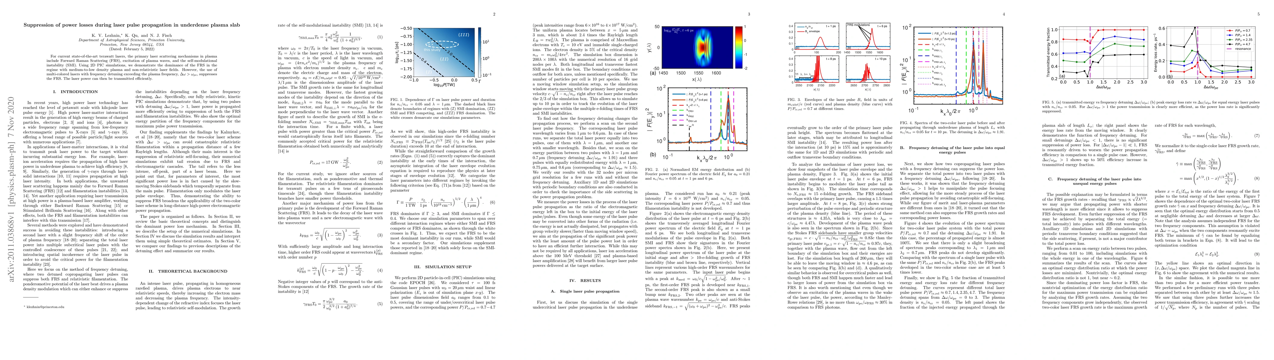 Thumbnail for Suppression of power losses during laser pulse propagation in underdense
  plasma slab