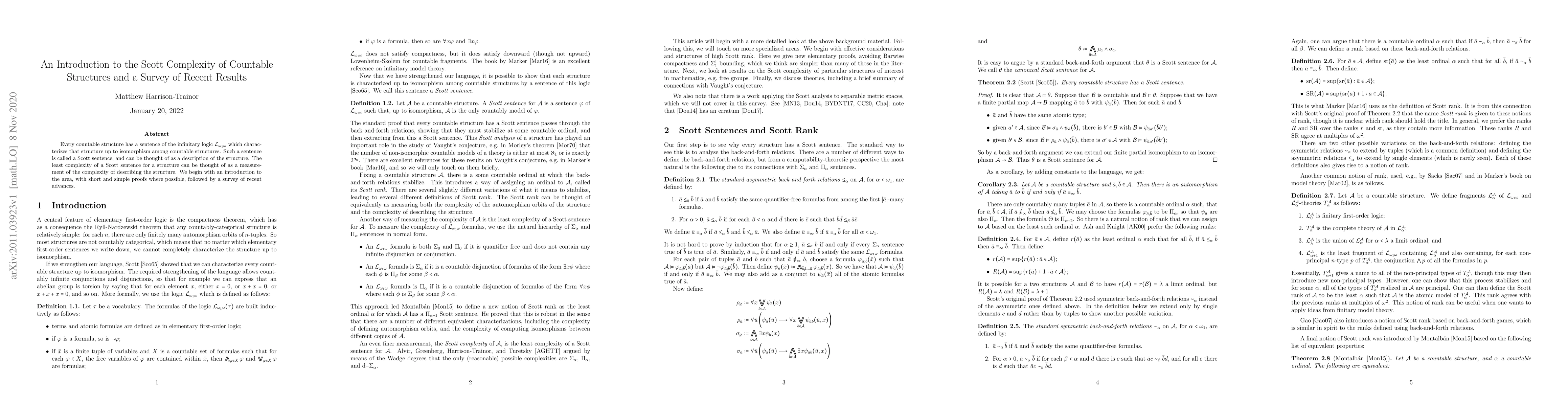 Thumbnail for An introduction to the Scott complexity of countable structures and a
  survey of recent results