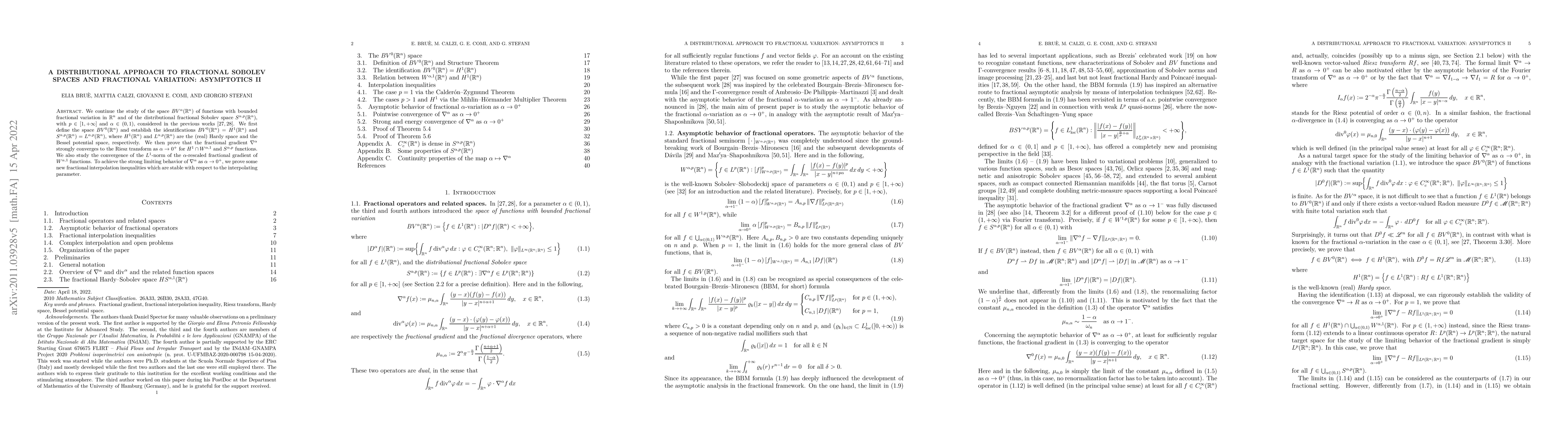 Thumbnail for A distributional approach to fractional Sobolev spaces and fractional
  variation: asymptotics II