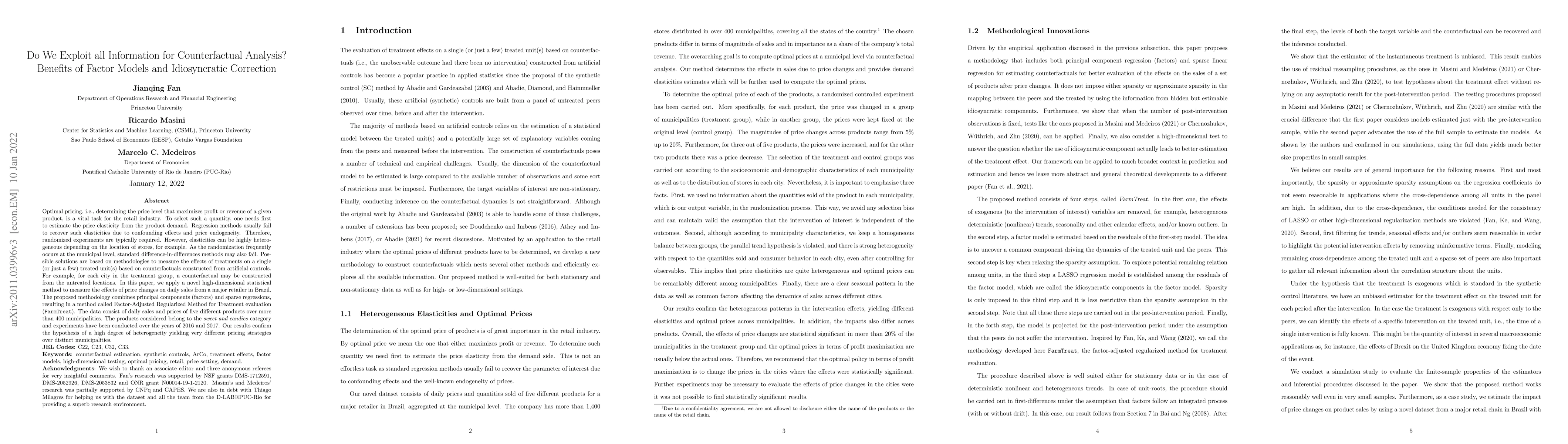 Thumbnail for Do We Exploit all Information for Counterfactual Analysis? Benefits of
  Factor Models and Idiosyncratic Correction