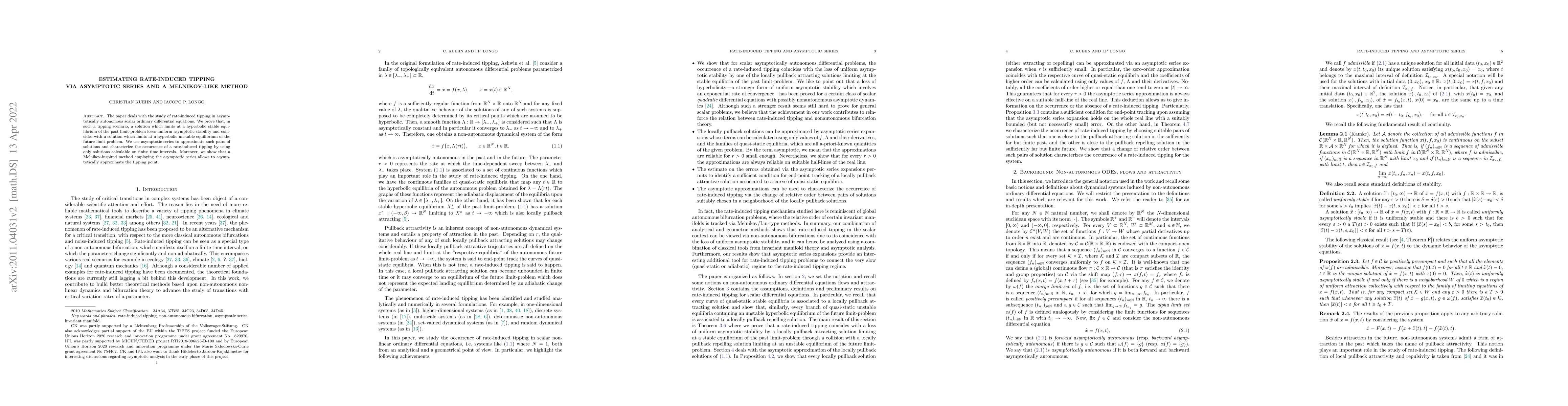 Thumbnail for Estimating rate-induced tipping via asymptotic series and a
  Melnikov-like method