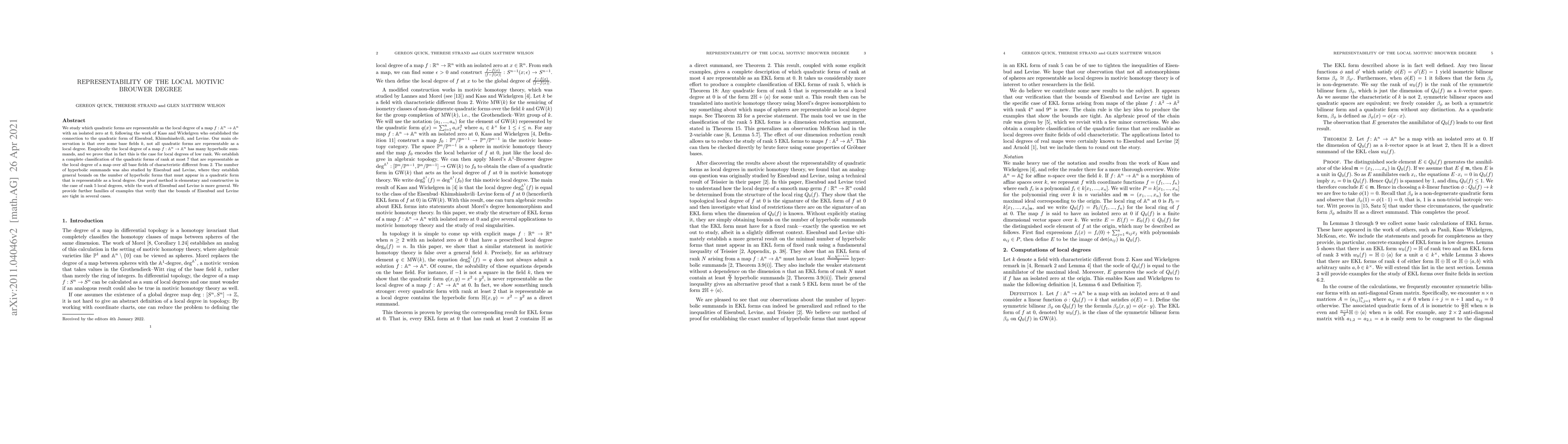 Thumbnail for Representability of the local motivic Brouwer degree