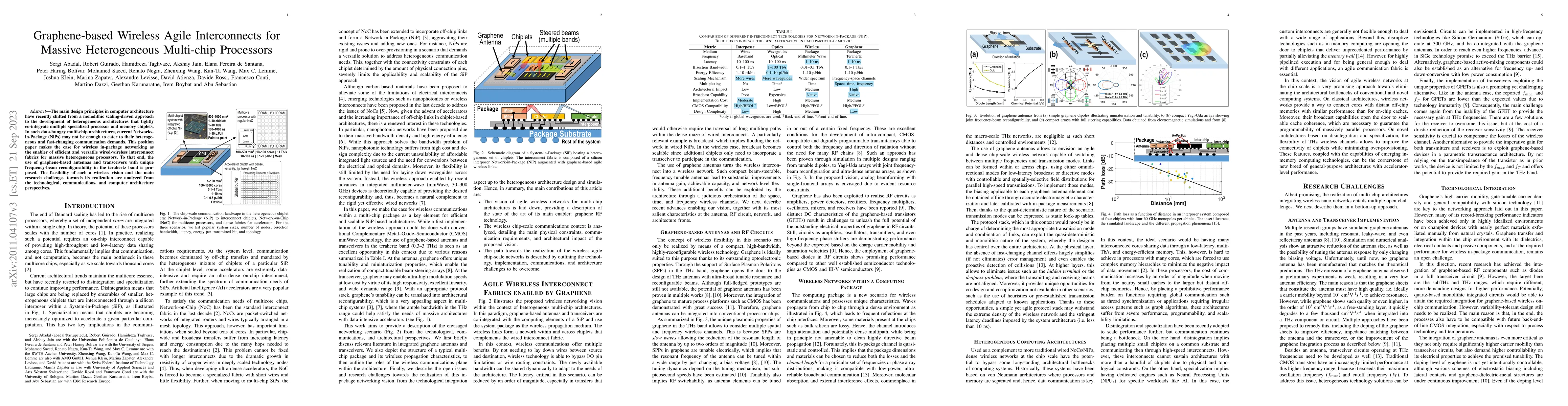 Thumbnail for Graphene-based Wireless Agile Interconnects for Massive Heterogeneous
  Multi-chip Processors