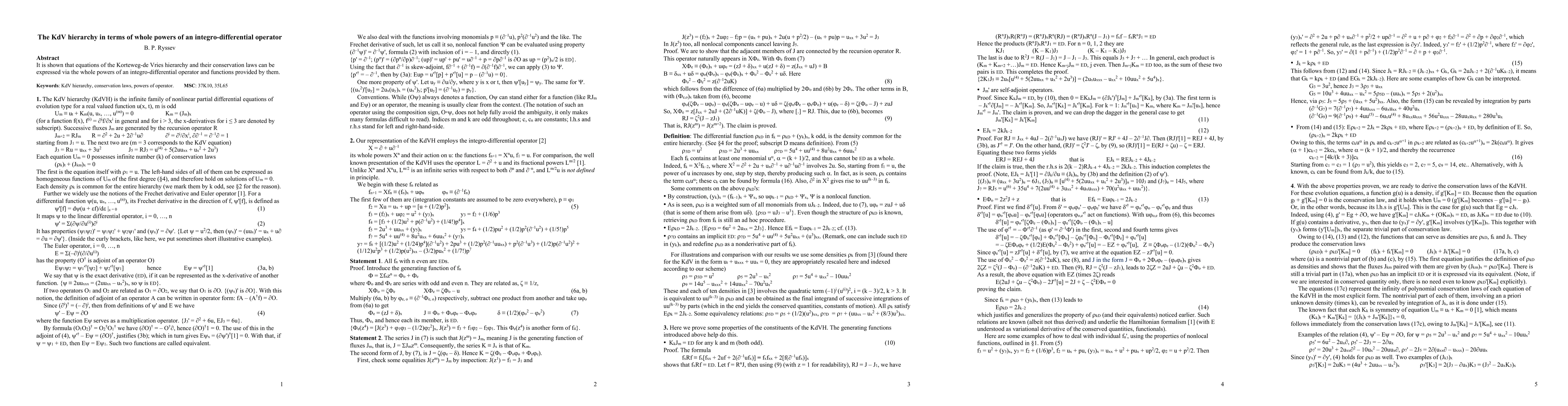Thumbnail for The KdV hierarchy in terms of whole powers of an integro-differential
  operator