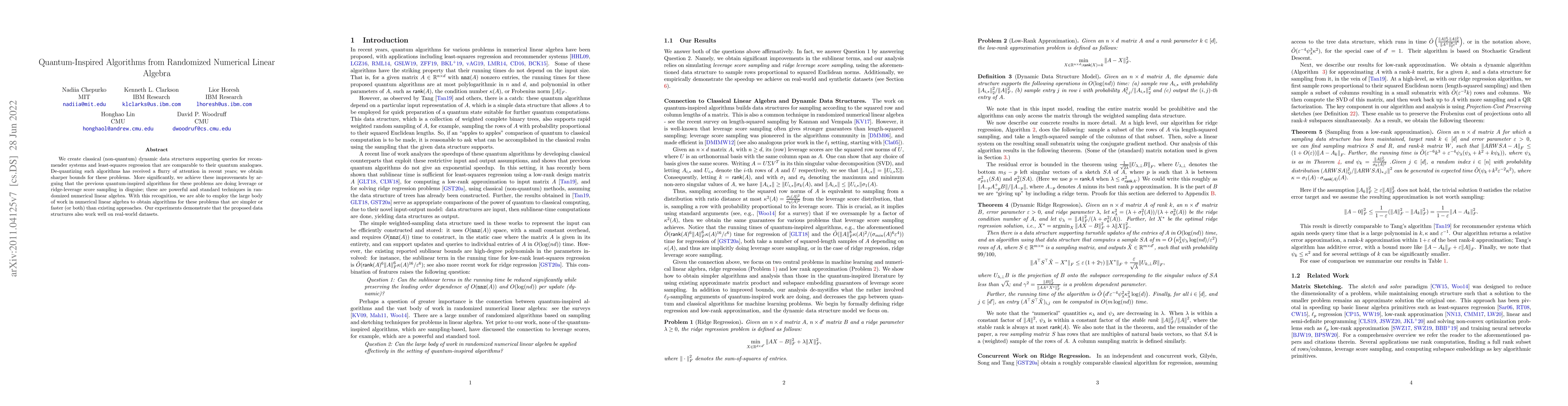 Thumbnail for Quantum-Inspired Algorithms from Randomized Numerical Linear Algebra