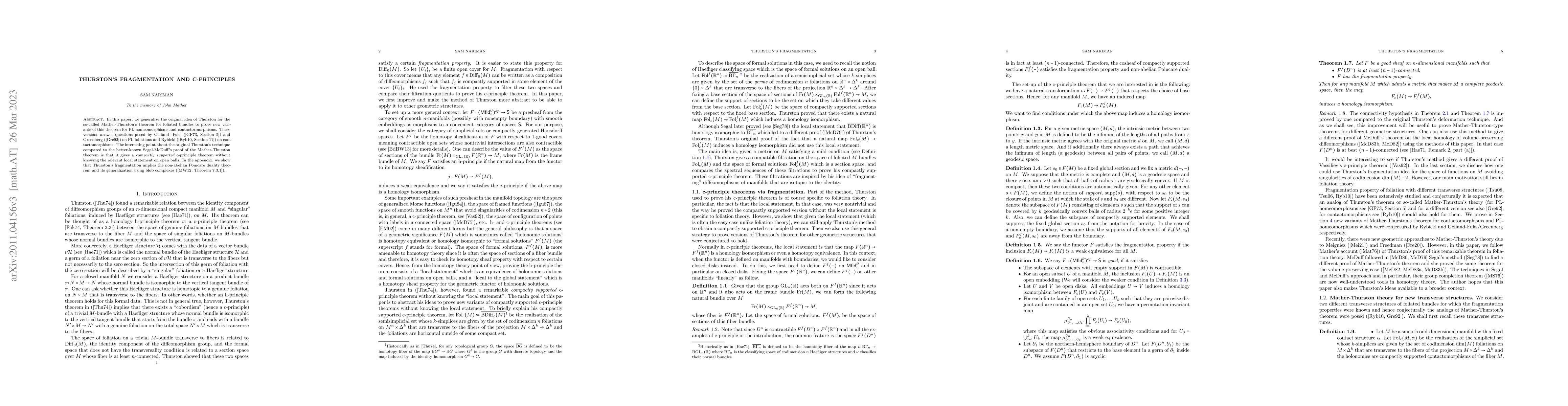 Thumbnail for Thurston's fragmentation and c-principles