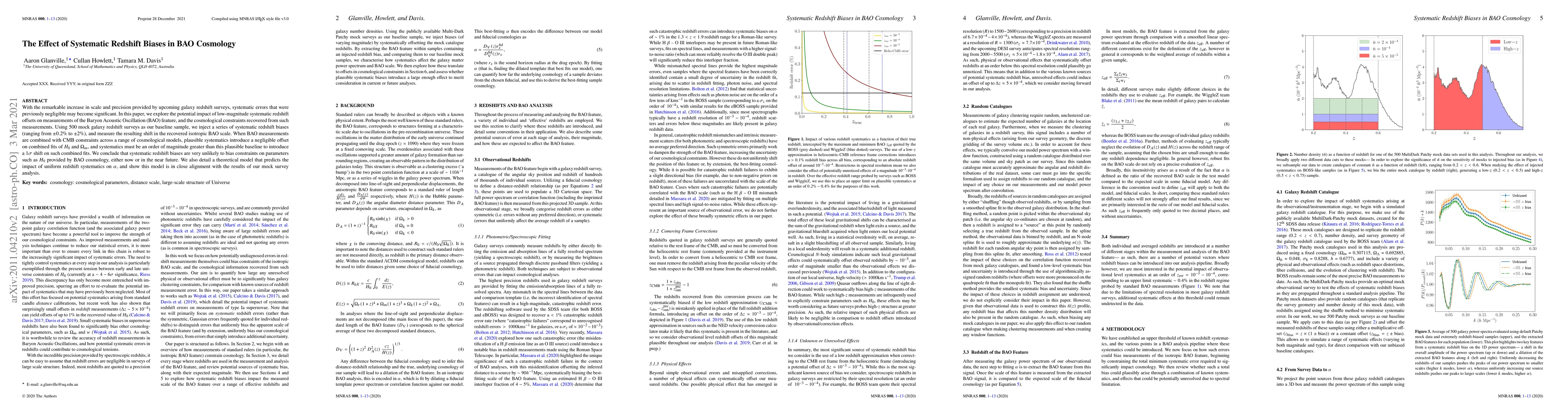 Thumbnail for The Effect of Systematic Redshift Biases in BAO Cosmology