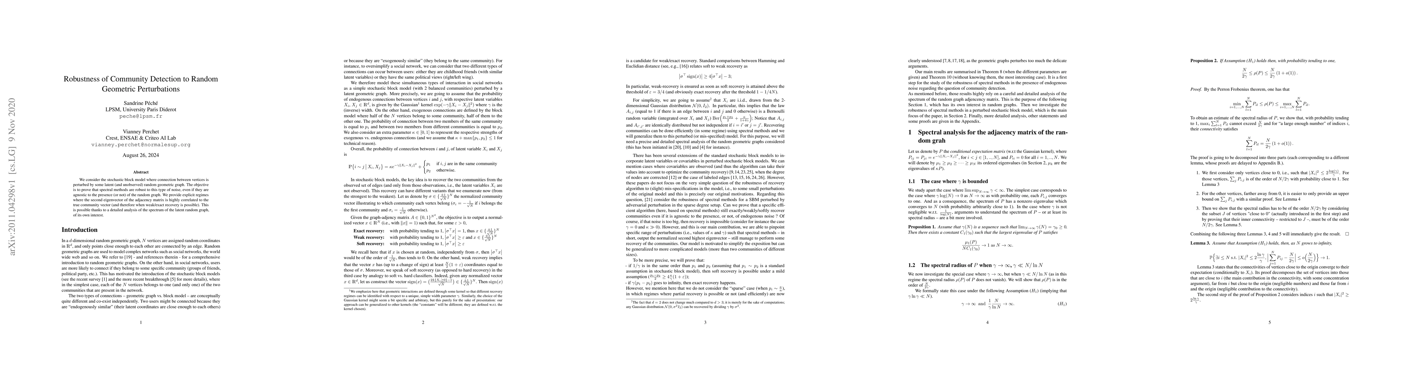 Thumbnail for Robustness of Community Detection to Random Geometric Perturbations