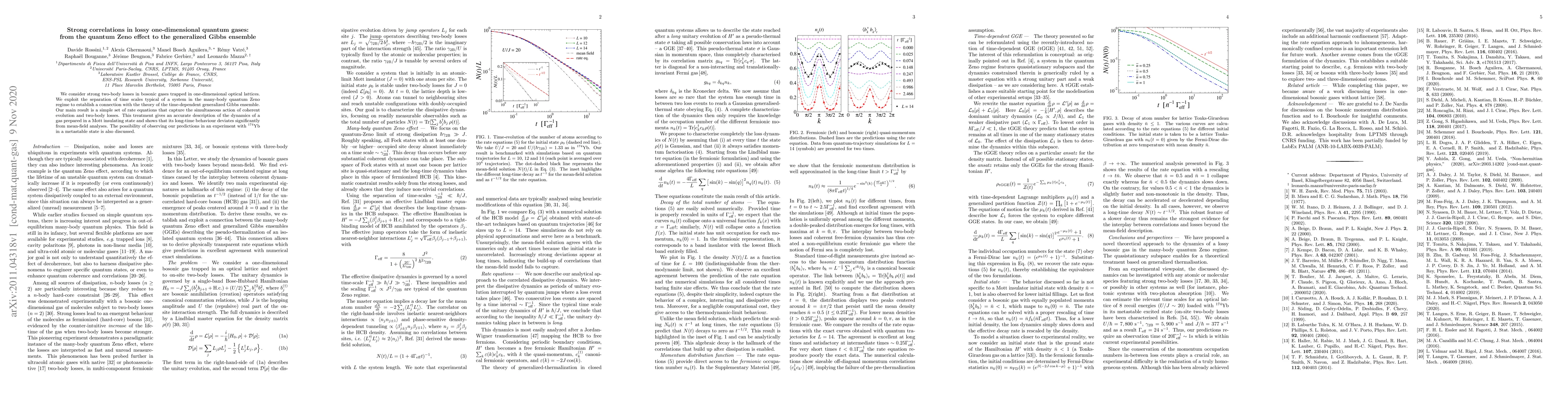 Thumbnail for Strong correlations in lossy one-dimensional quantum gases: from the
  quantum Zeno effect to the generalized Gibbs ensemble