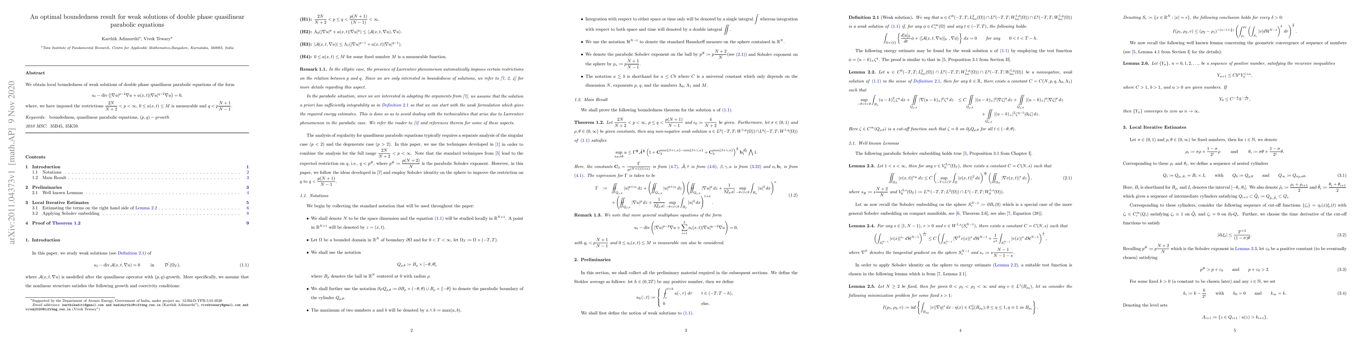 Thumbnail for An optimal boundedness result for weak solutions of double phase
  quasilinear parabolic equations
