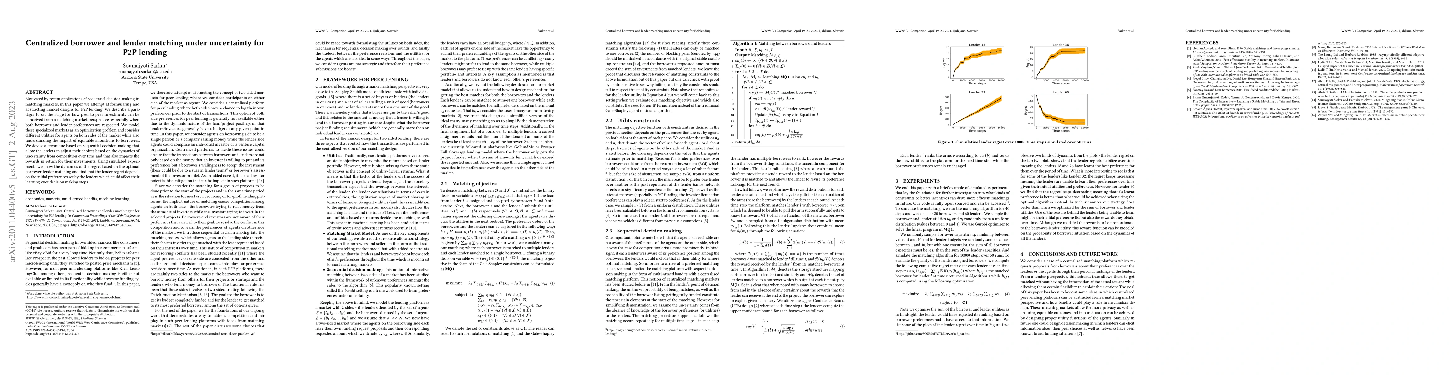 Thumbnail for Bandits in Matching Markets: Ideas and Proposals for Peer Lending