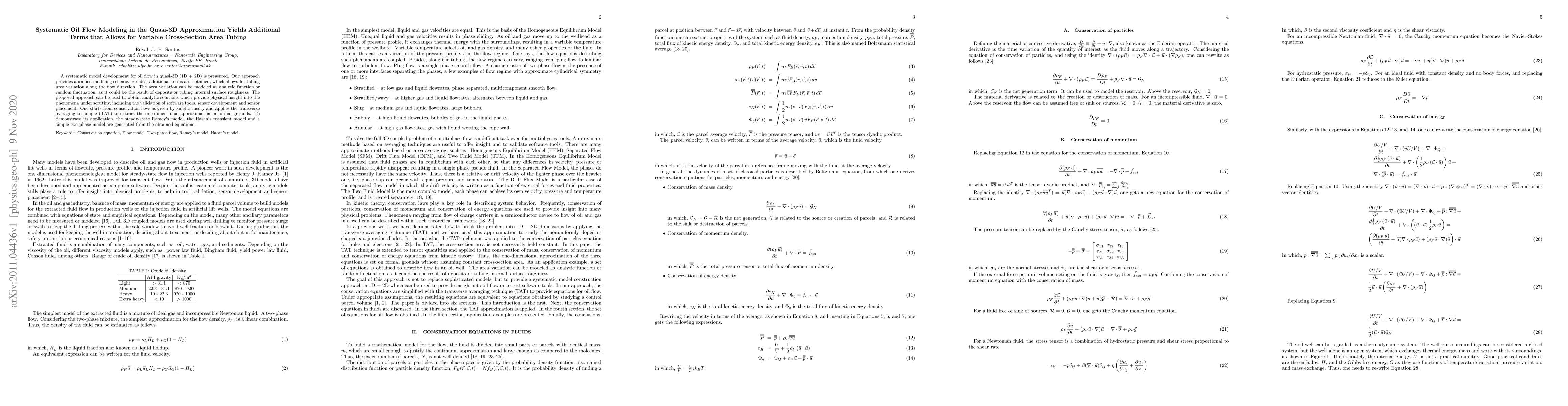 Thumbnail for Systematic Oil Flow Modeling in the Quasi-3D Approximation Yields
  Additional Terms that Allows for Variable Cross-Section Area Tubing