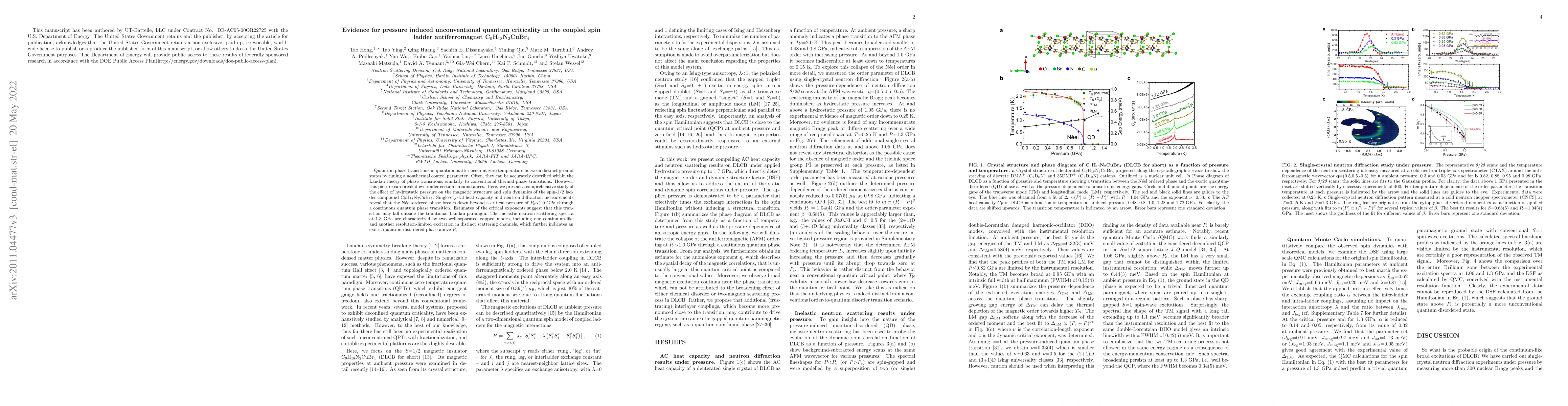 Thumbnail for Evidence for pressure induced unconventional quantum criticality in the
  coupled spin ladder antiferromagnet C$_9$H$_{18}$N$_2$CuBr$_4$