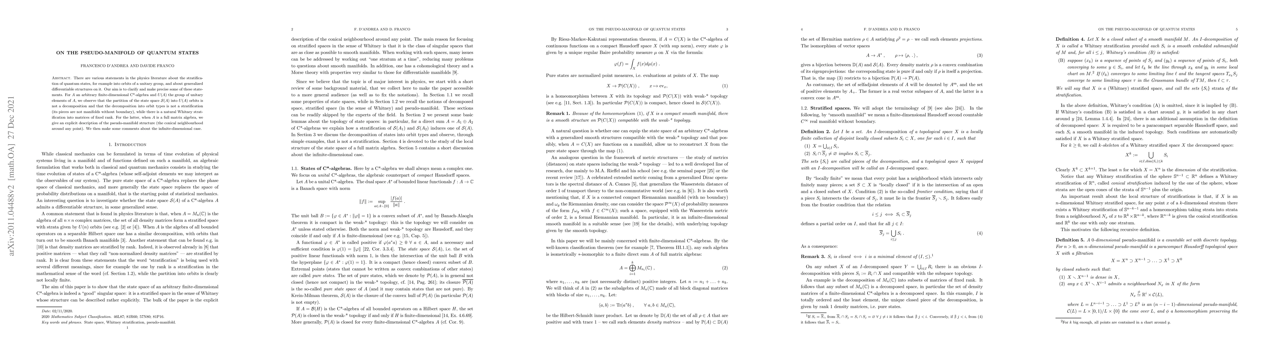 Thumbnail for On the pseudo-manifold of quantum states