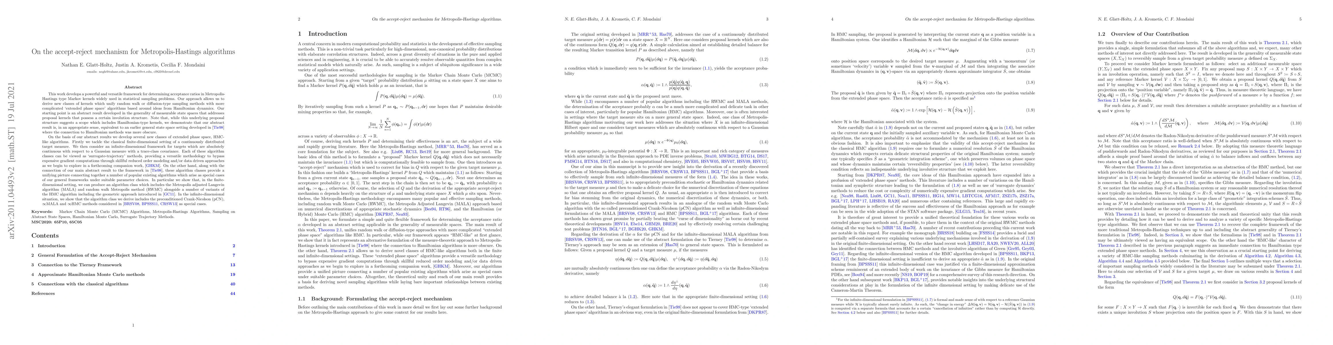 Thumbnail for On the accept-reject mechanism for Metropolis-Hastings algorithms