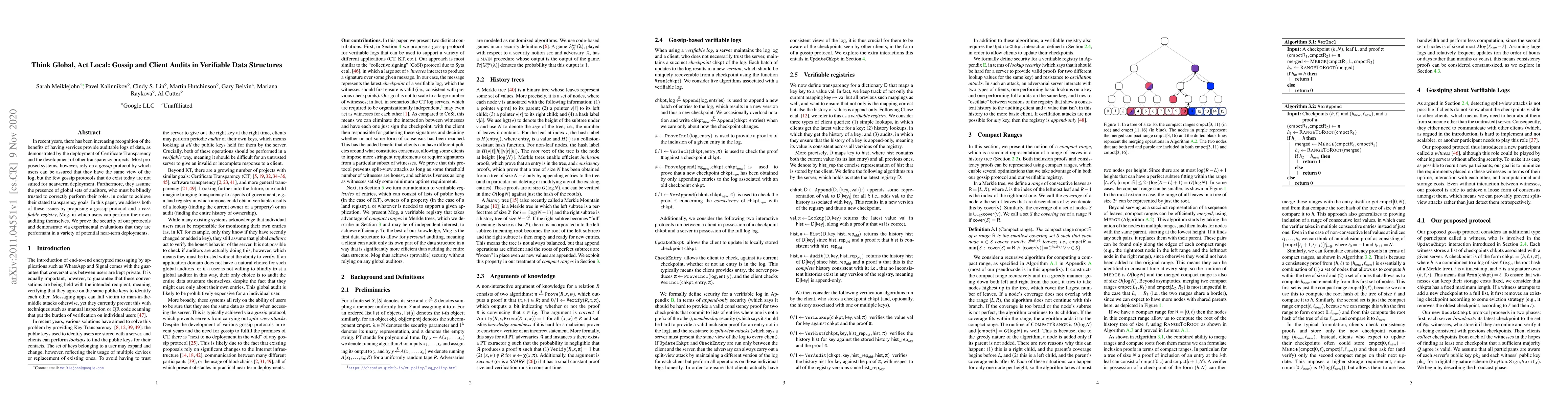 Thumbnail for Think Global, Act Local: Gossip and Client Audits in Verifiable Data
  Structures