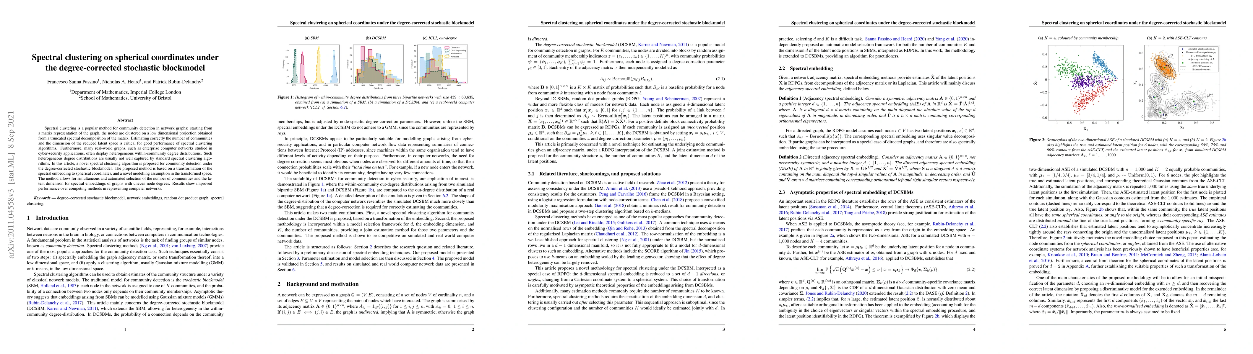 Thumbnail for Spectral clustering on spherical coordinates under the degree-corrected
  stochastic blockmodel