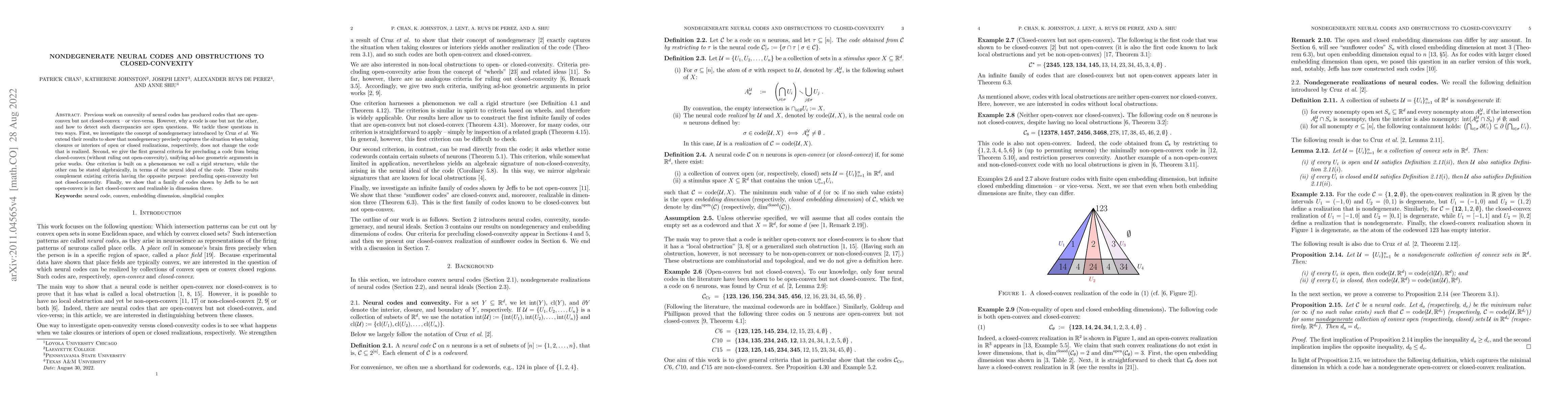 Thumbnail for Nondegenerate Neural Codes and Obstructions to Closed-Convexity