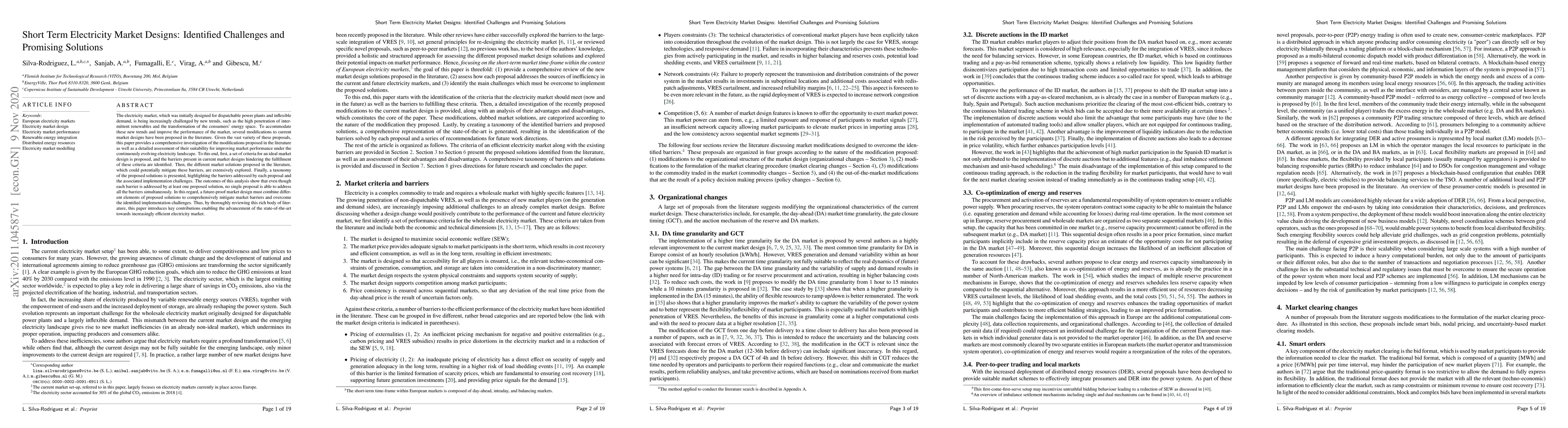 Thumbnail for Short Term Electricity Market Designs: Identified Challenges and
  Promising Solutions