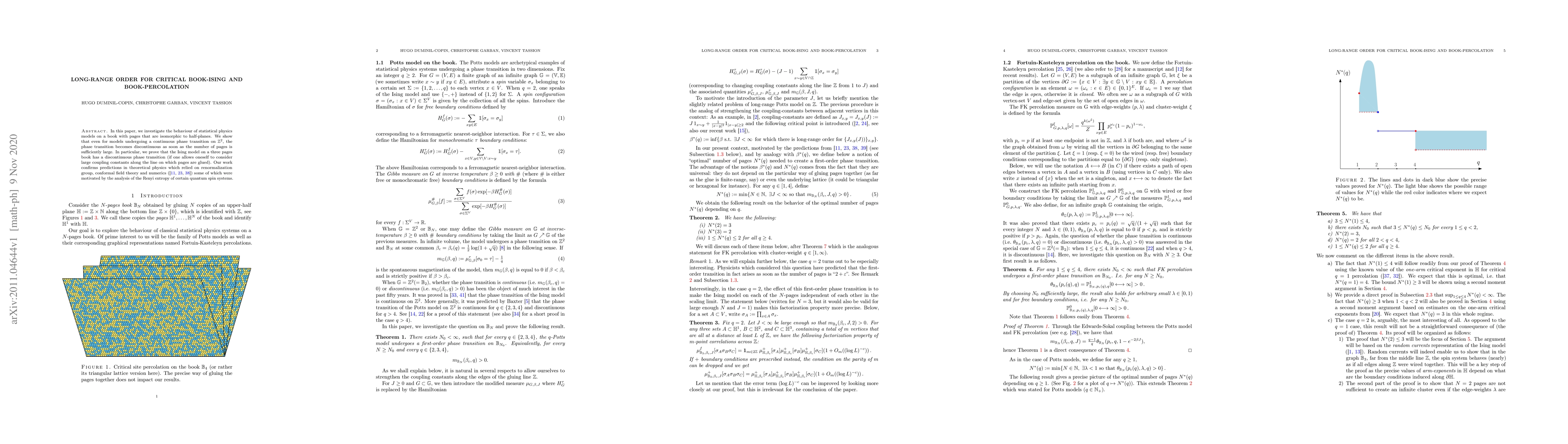 Thumbnail for Long-range order for critical Book-Ising and Book-percolation