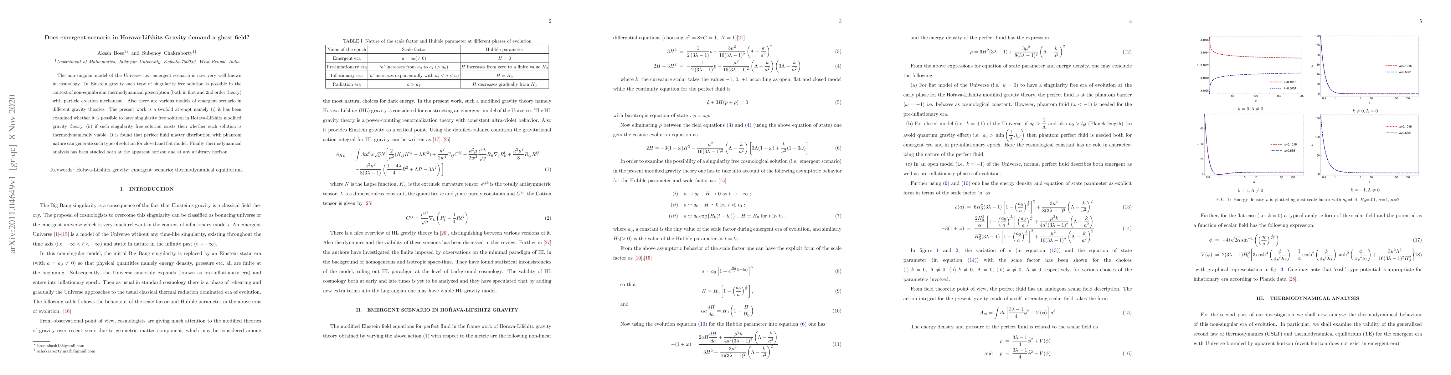 Thumbnail for Does emergent scenario in Ho\v{r}ava-Lifshitz Gravity demand a ghost
  field?