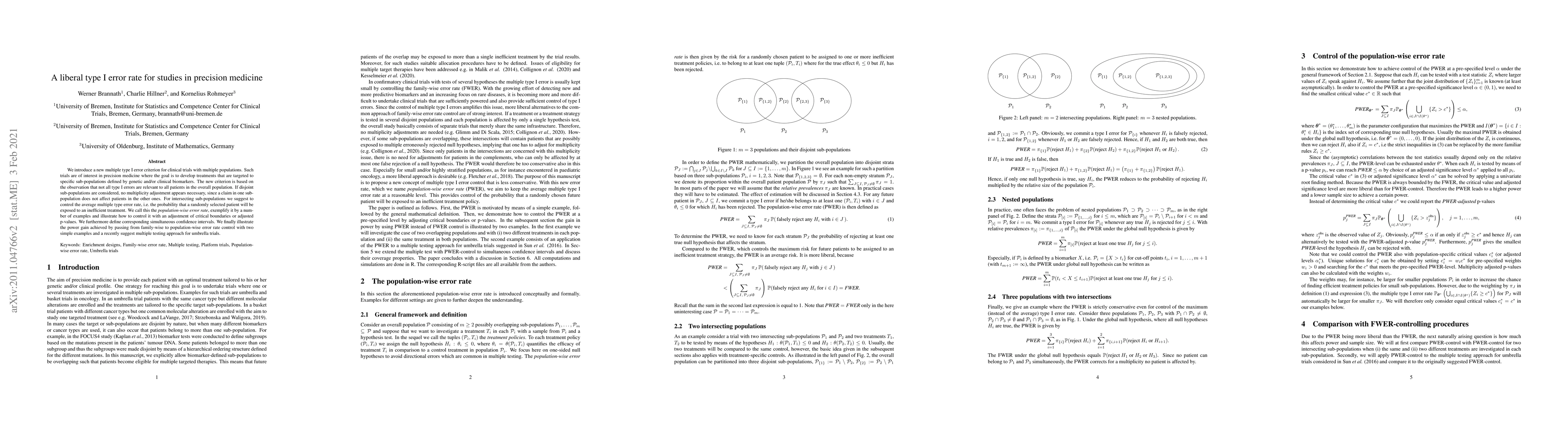 Thumbnail for A liberal type I error rate for studies in precision medicine