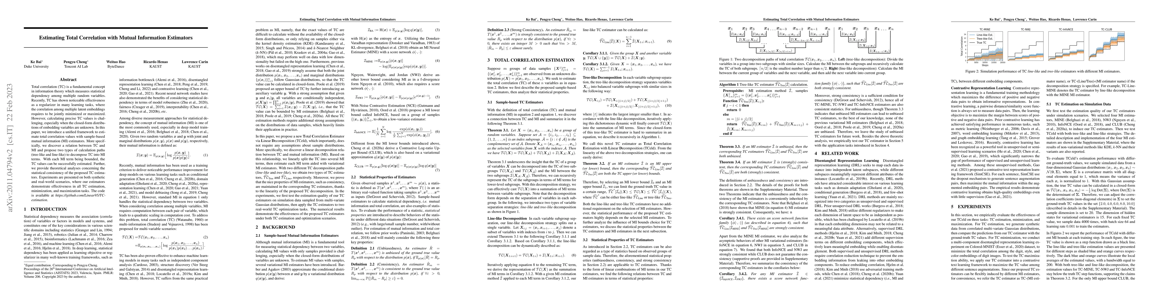 Thumbnail for Estimating Total Correlation with Mutual Information Estimators