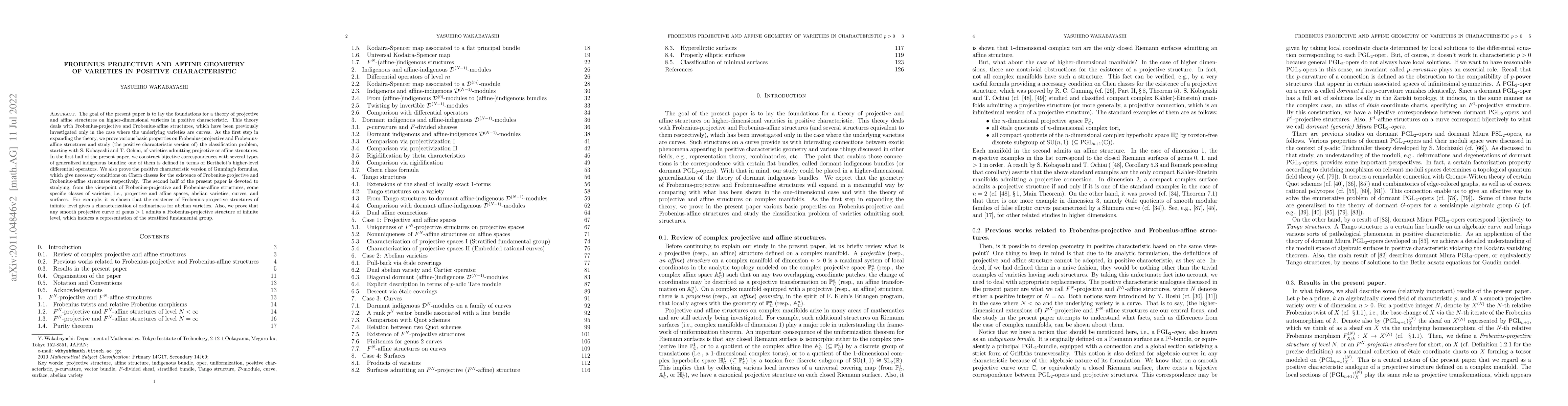 Thumbnail for Frobenius projective and affine geometry of varieties in positive
  characteristic