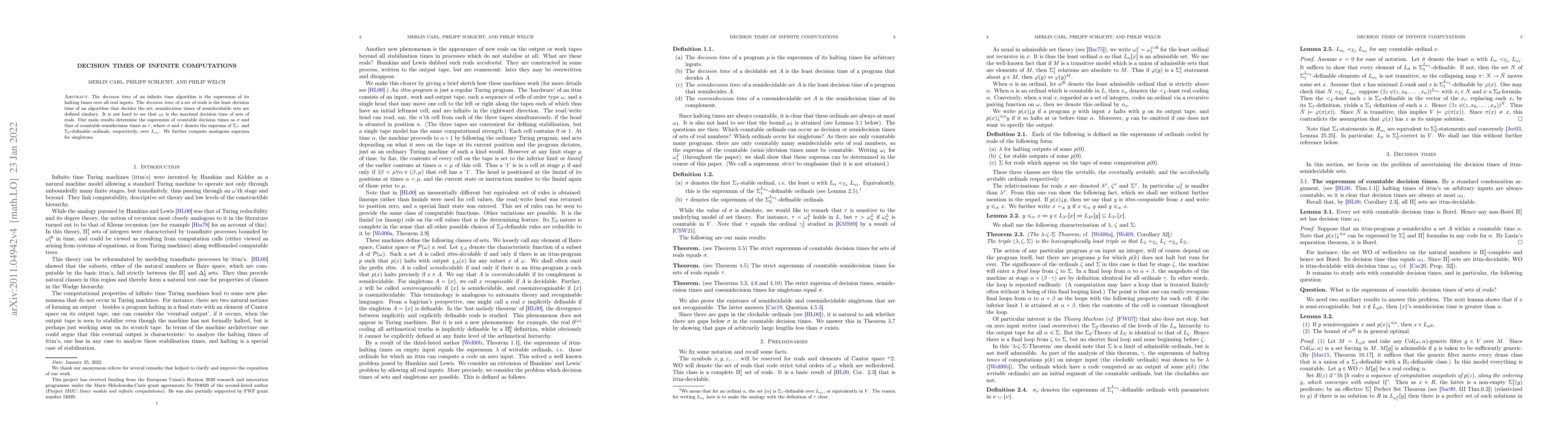 Thumbnail for Decision times of infinite computations