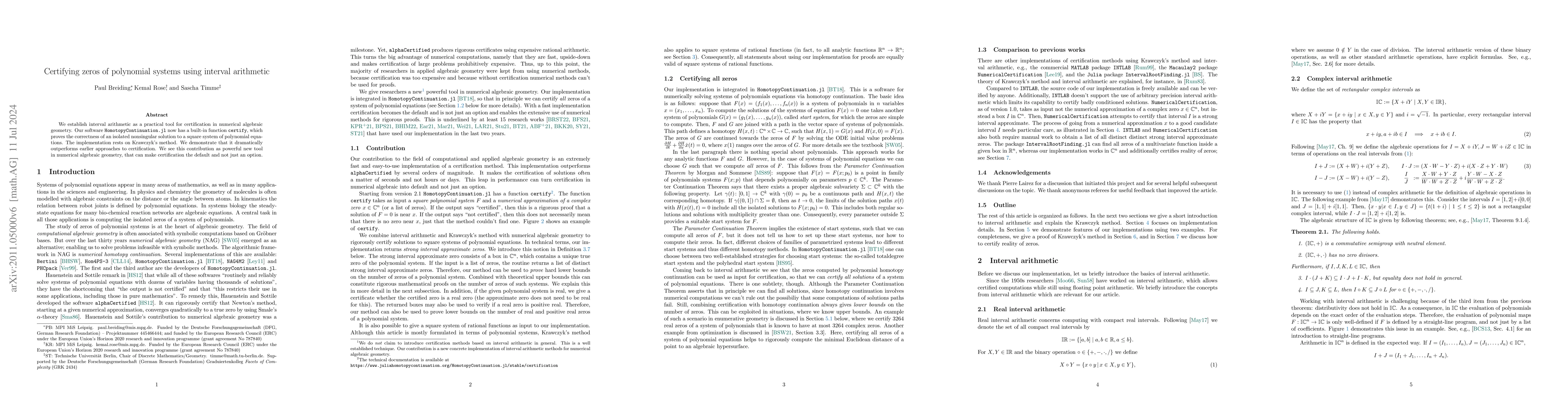 Thumbnail for Certifying zeros of polynomial systems using interval arithmetic