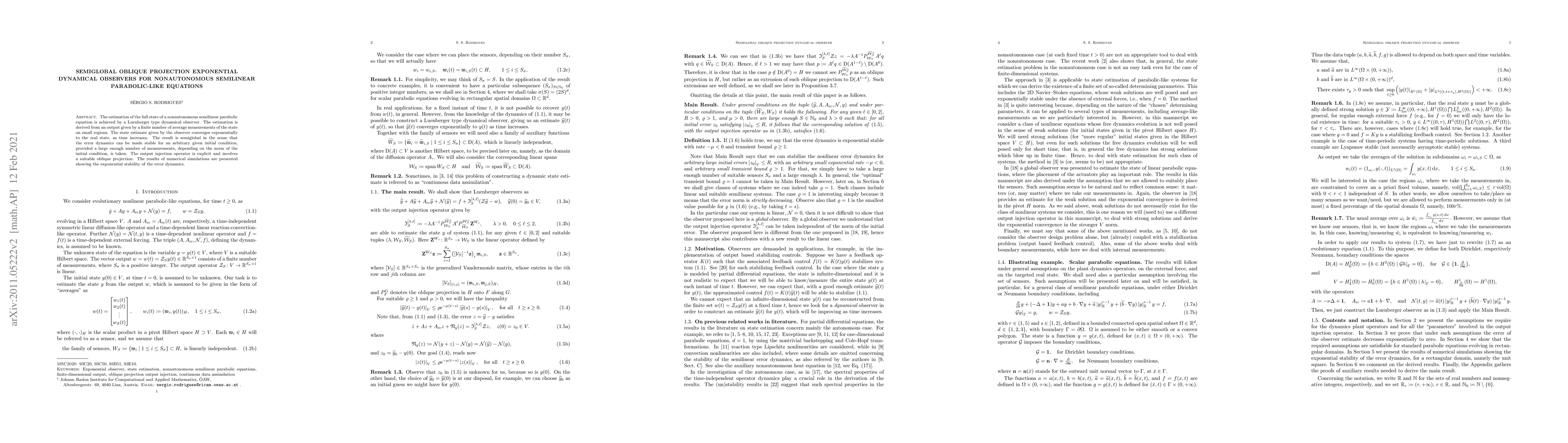 Thumbnail for Semiglobal oblique projection exponential dynamical observers for
  nonautonomous semilinear parabolic-like equations