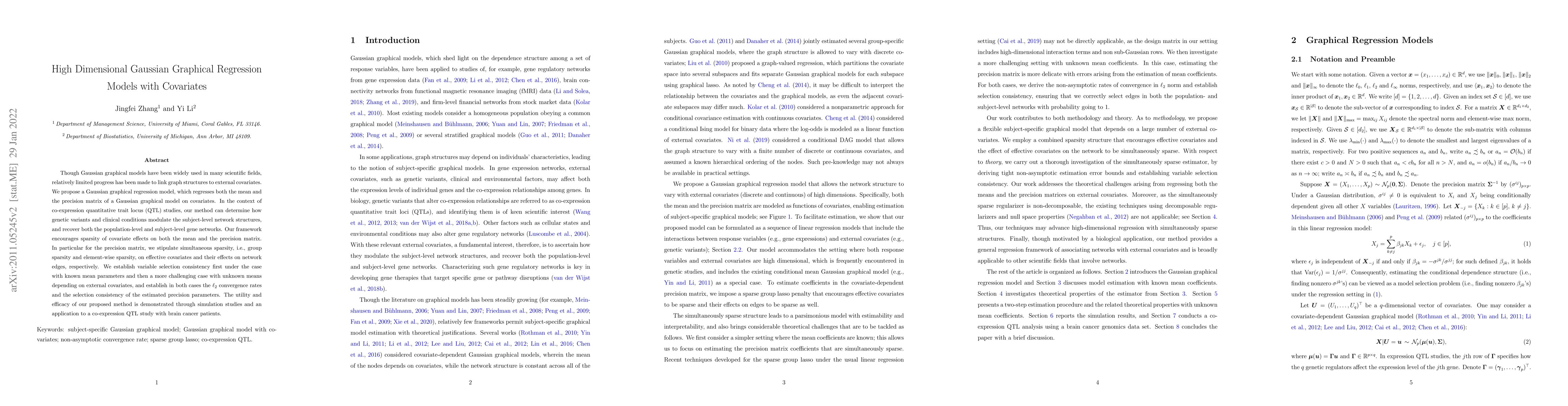 Thumbnail for High Dimensional Gaussian Graphical Regression Models with Covariates