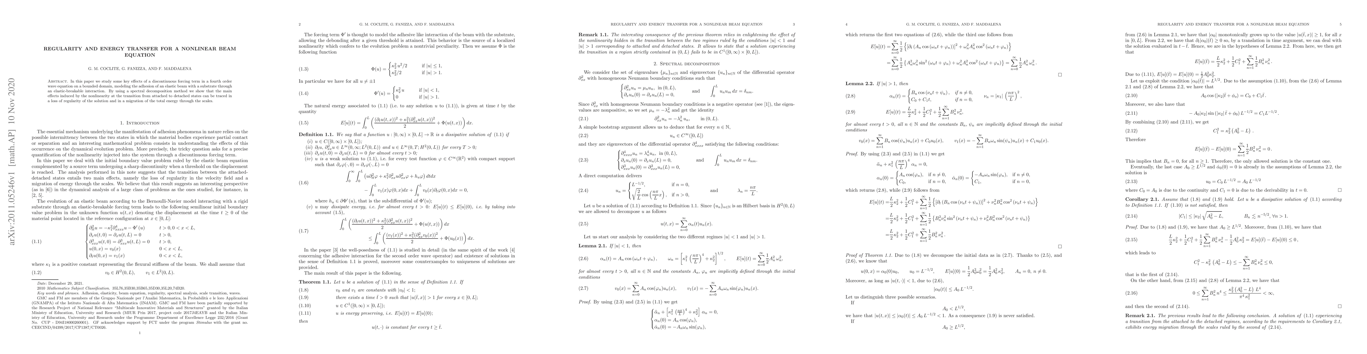 Thumbnail for Regularity and energy transfer for a nonlinear beam equation