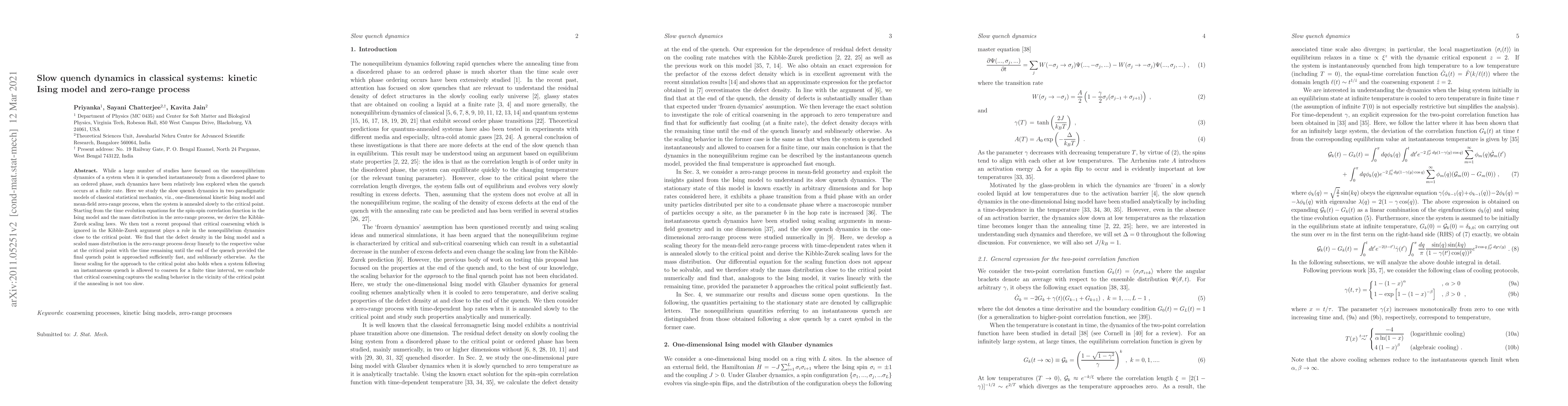 Thumbnail for Slow quench dynamics in classical systems: kinetic Ising model and
  zero-range process