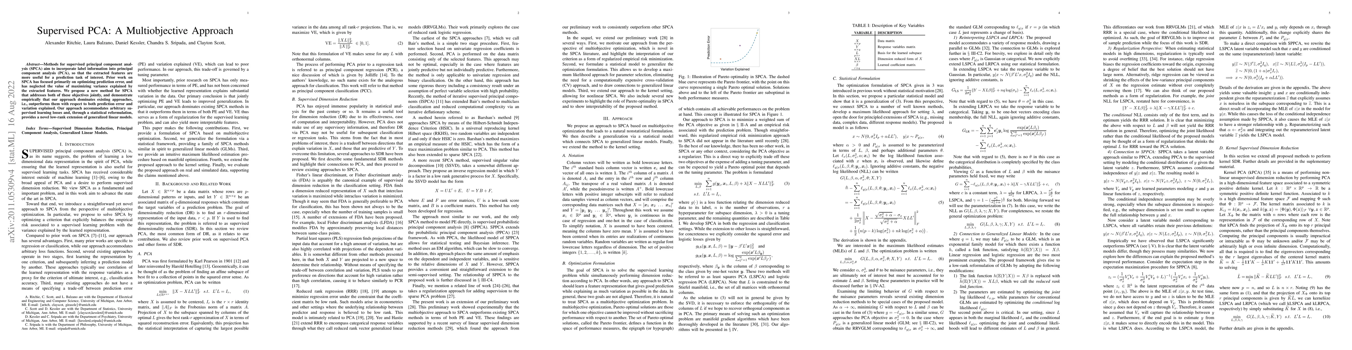 Thumbnail for Supervised PCA: A Multiobjective Approach