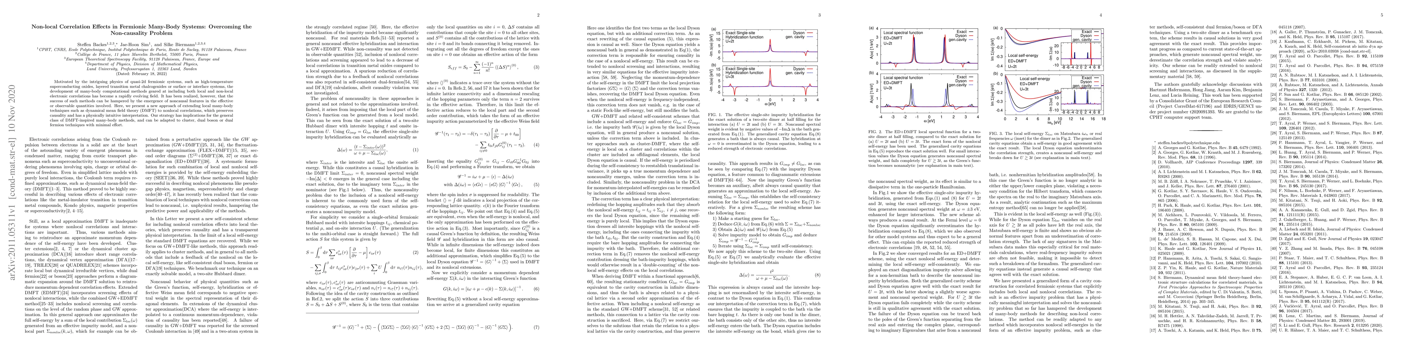 Thumbnail for Non-local Correlation Effects in Fermionic Many-Body Systems: Overcoming
  the Non-causality Problem