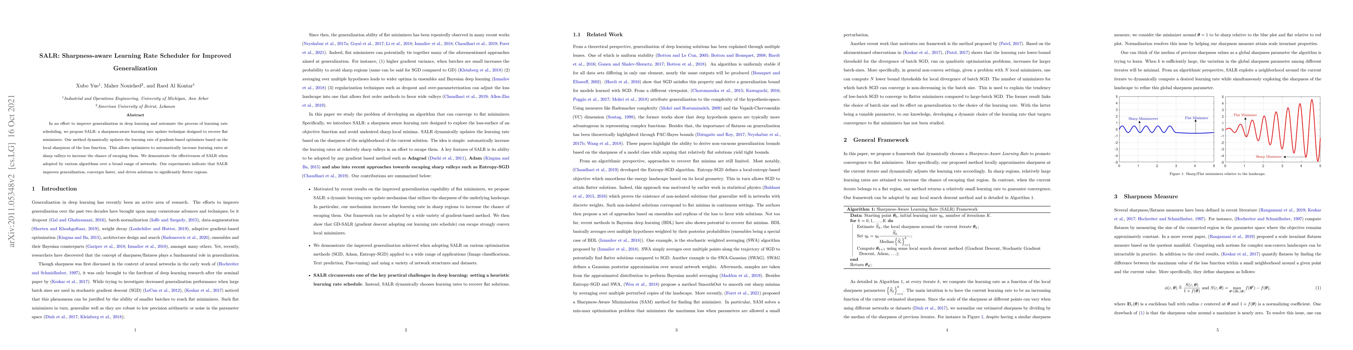Thumbnail for SALR: Sharpness-aware Learning Rate Scheduler for Improved
  Generalization