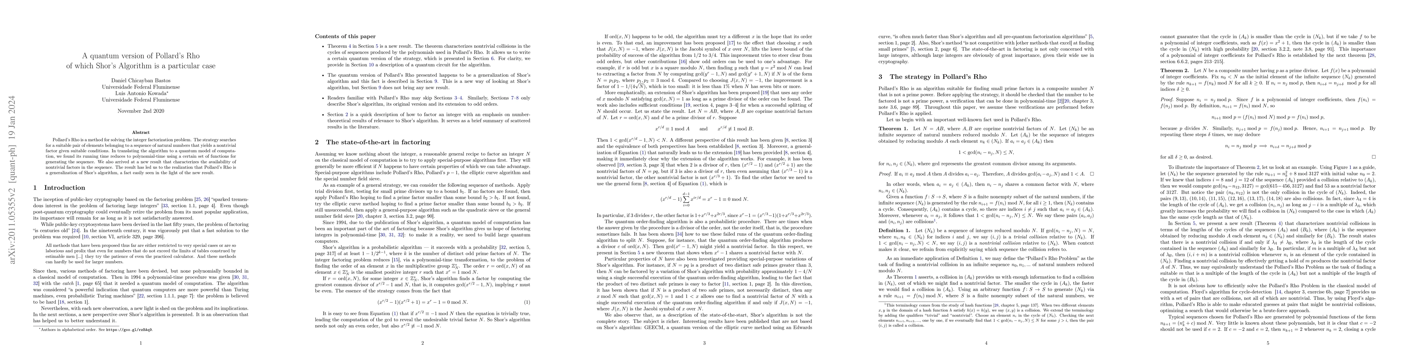 Thumbnail for A quantum version of Pollard's Rho of which Shor's Algorithm is a
  particular case
