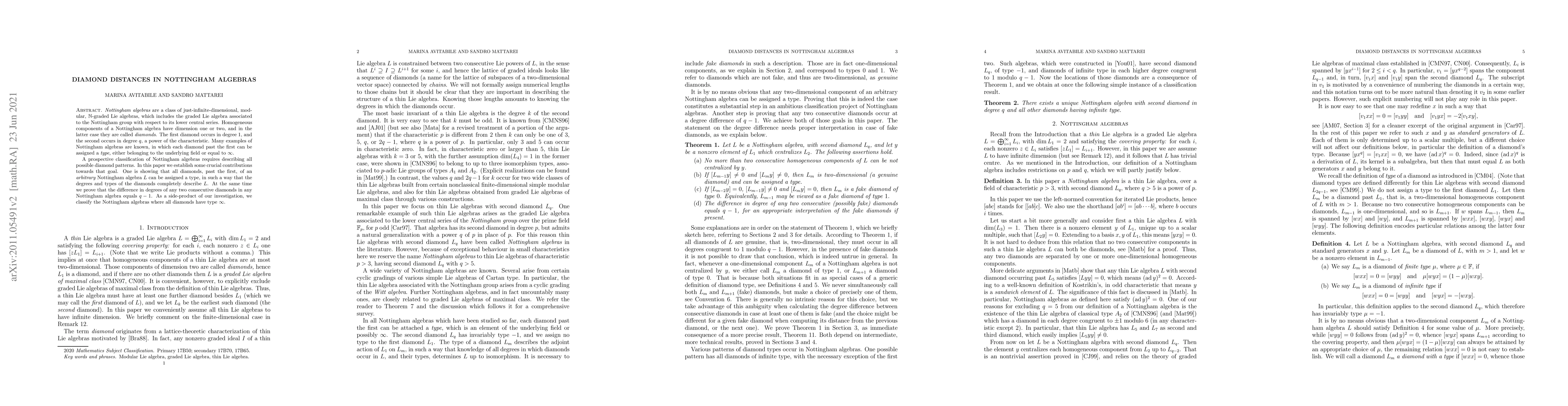 Thumbnail for Diamond distances in Nottingham algebras