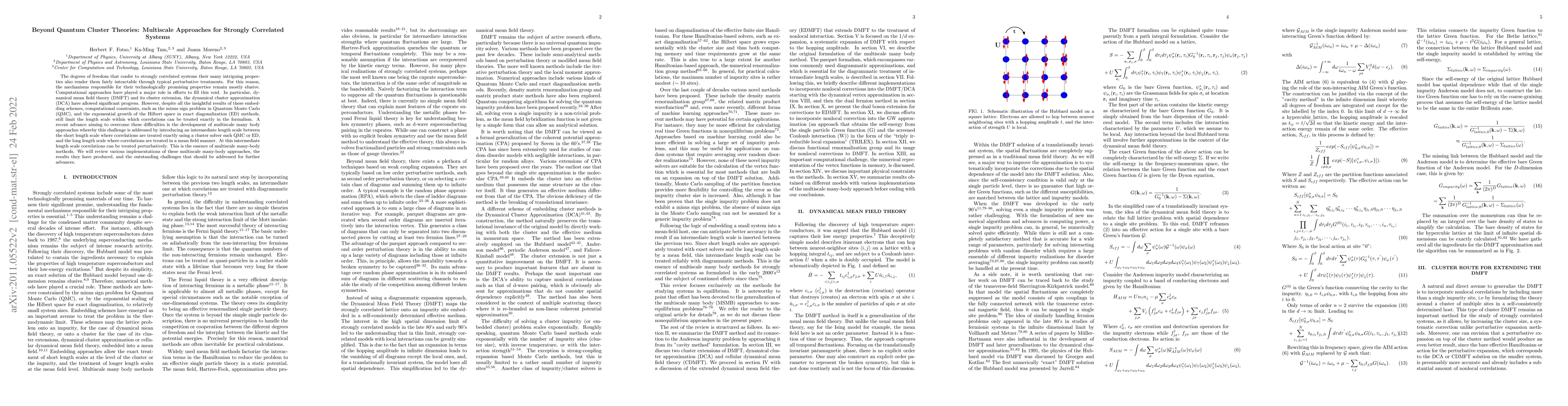 Thumbnail for Beyond Quantum Cluster Theories: Multiscale Approaches for Strongly
  Correlated Systems