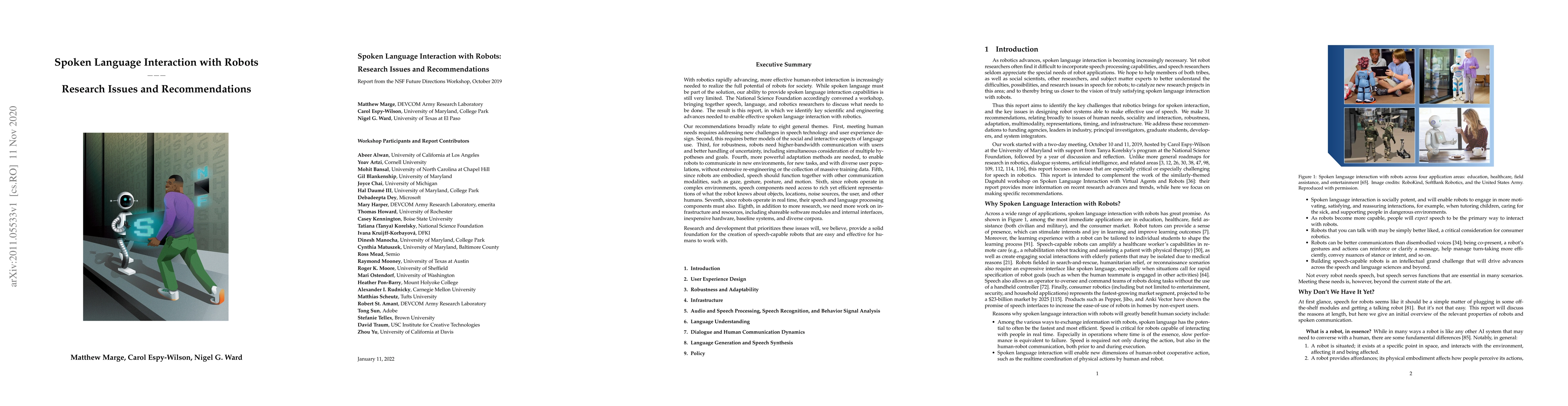 Thumbnail for Spoken Language Interaction with Robots: Research Issues and
  Recommendations, Report from the NSF Future Directions Workshop