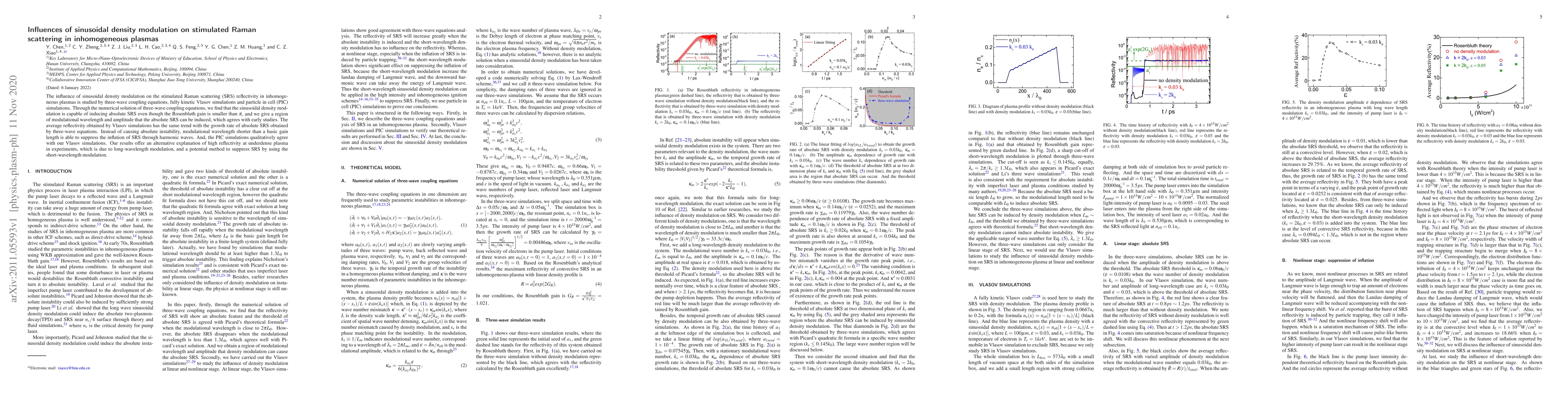 Thumbnail for Influences of sinusoidal density modulation on stimulated Raman
  scattering in inhomogeneous plasmas