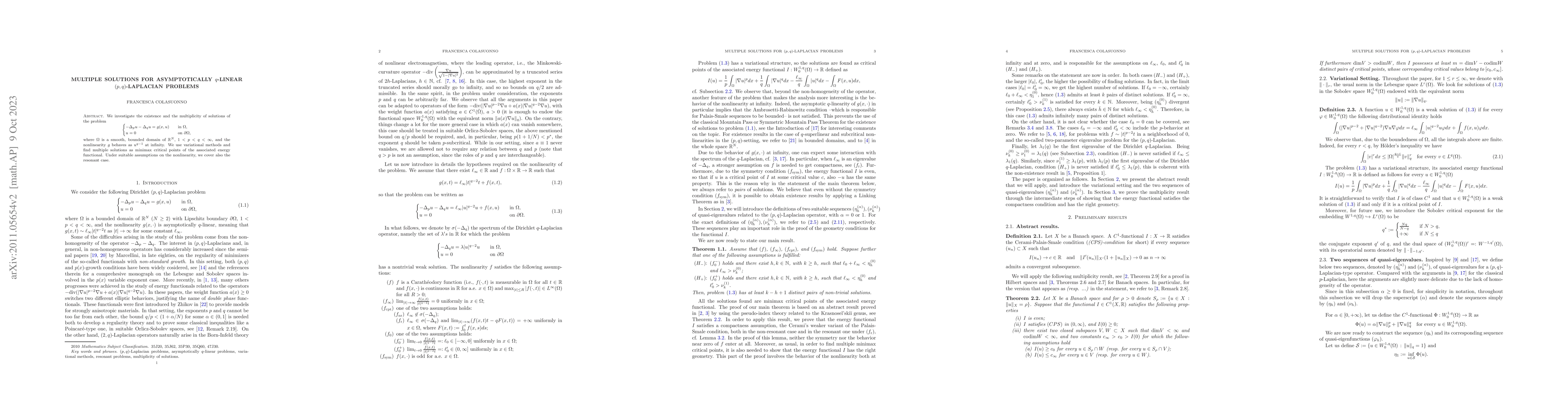 Thumbnail for Multiple solutions for asymptotically $q$-linear $(p,q)$-Laplacian
  problems