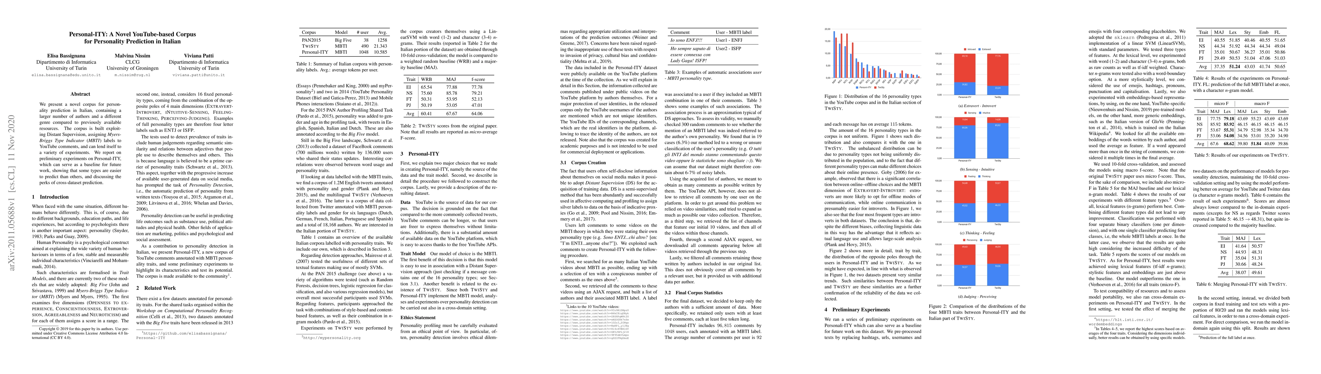 Thumbnail for Personal-ITY: A Novel YouTube-based Corpus for Personality Prediction in
  Italian