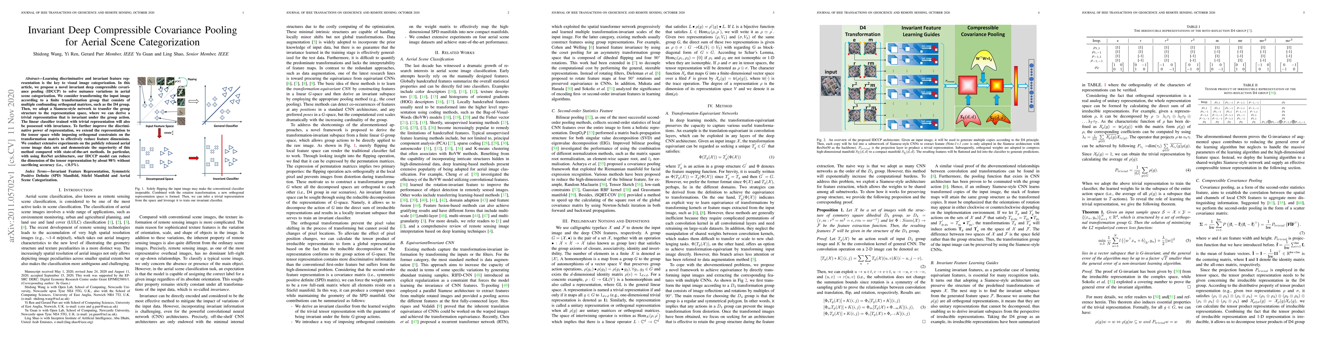 Thumbnail for Invariant Deep Compressible Covariance Pooling for Aerial Scene
  Categorization